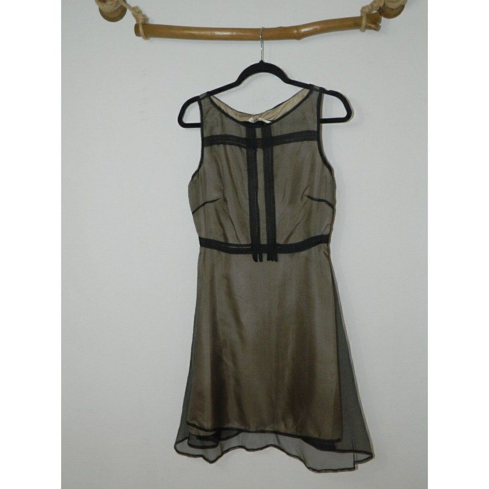 Leon‎ Max Limited Edition Dress Black Silk Tulle Overlay  Drop Waist Size 4